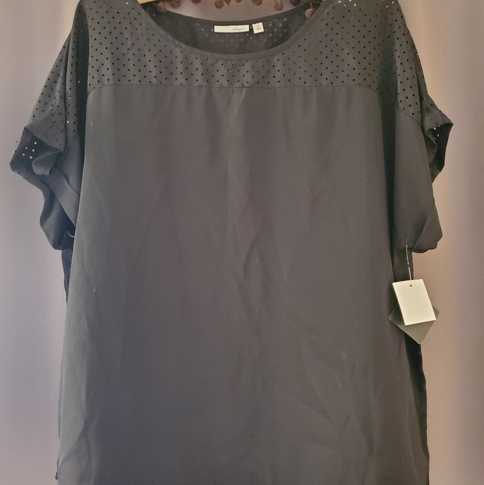 Halogen shortsleeve top black cutouts XLP NWT